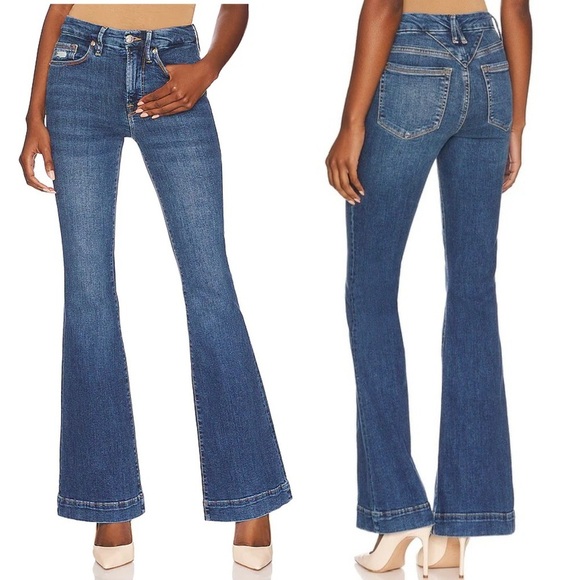 Good American Women's Good Flare with Deco Back Yoke A Blue Denim Jeans Size 26 - Picture 3 of 12